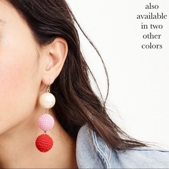 J. Crew Jewelry - J.Crew Crochet Ball & Pearl Drop Earrings